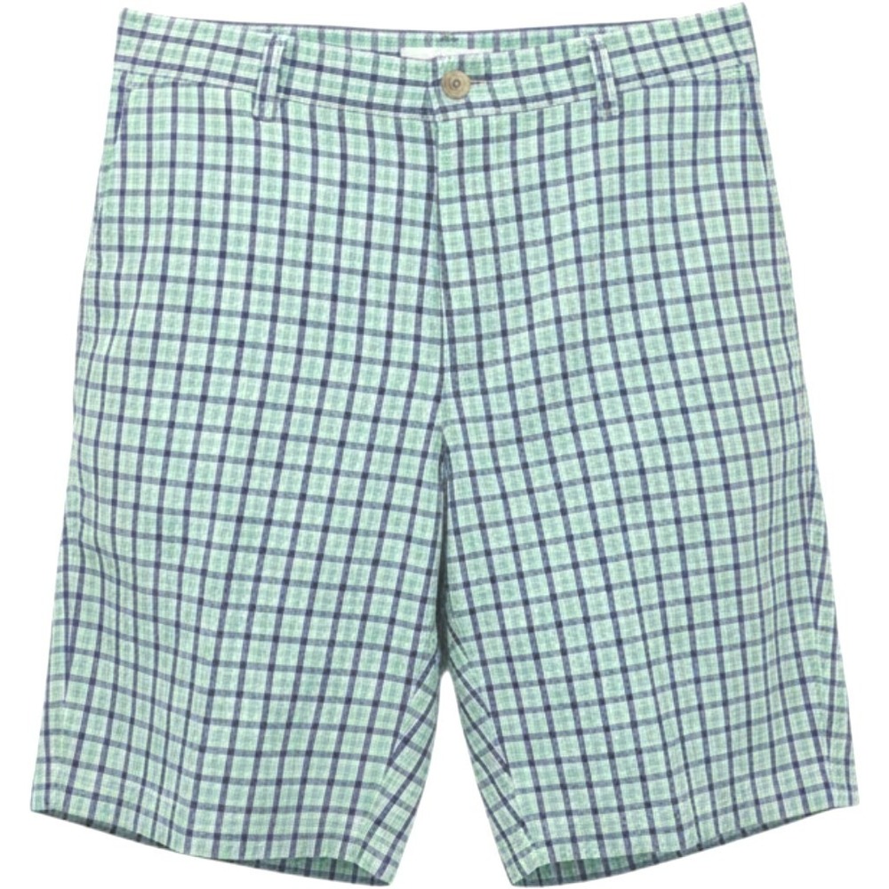 Peter Millar Golf Shorts Mens Blue Mint Green White Seersucker Plaid Logo